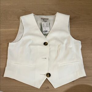 H&M White Button Down Vest